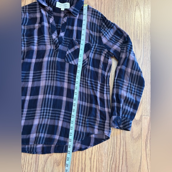 Anthropologie Cloth & Stone Womens Large Plaid Flannel Pullover Blue Lavender - Picture 7 of 9